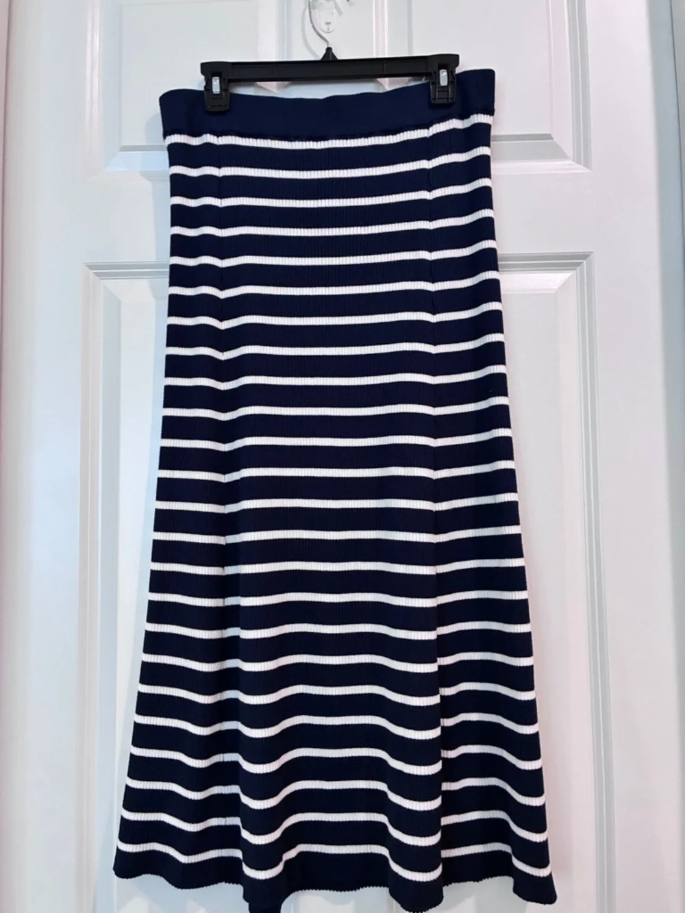 LOFT Navy and White‎ Striped Ribbed Sweater